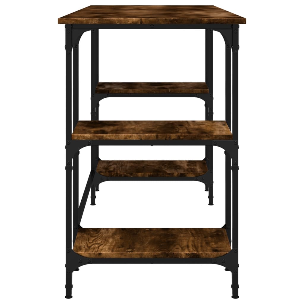 Skrivebord røkt eik 140x50x75 cm metall og konstruert tre