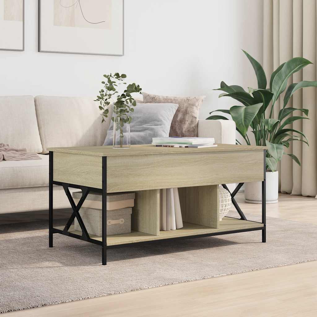 Salongbord sonoma eik 100x55x50 cm konstruert tre og metall