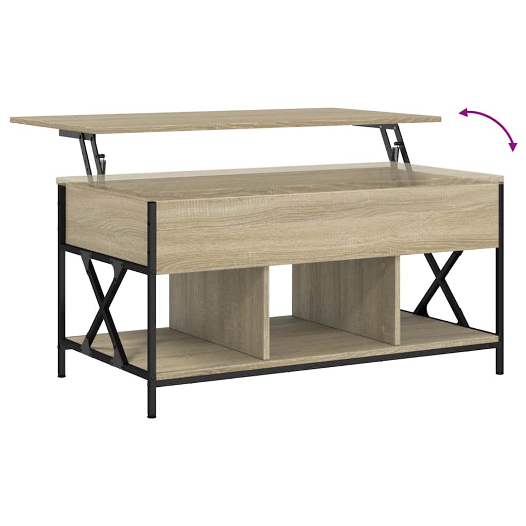 Salongbord sonoma eik 100x55x50 cm konstruert tre og metall