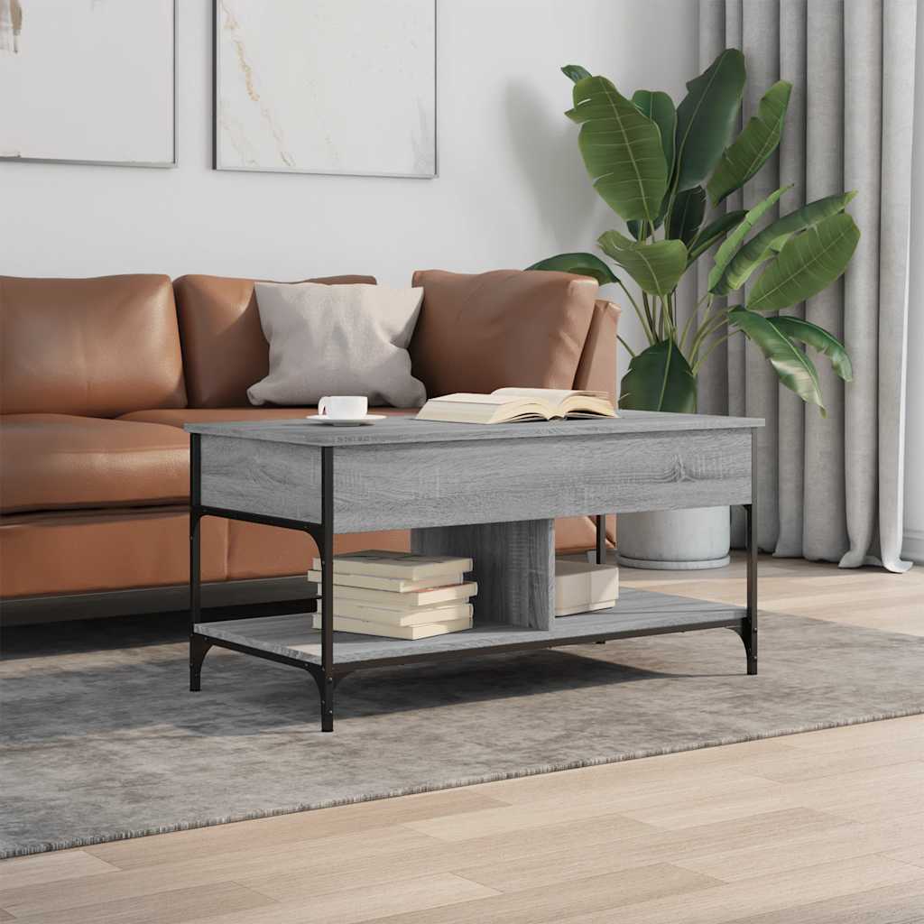 Salongbord grå sonoma 100x55x50 cm konstruert tre og metall vidaXL