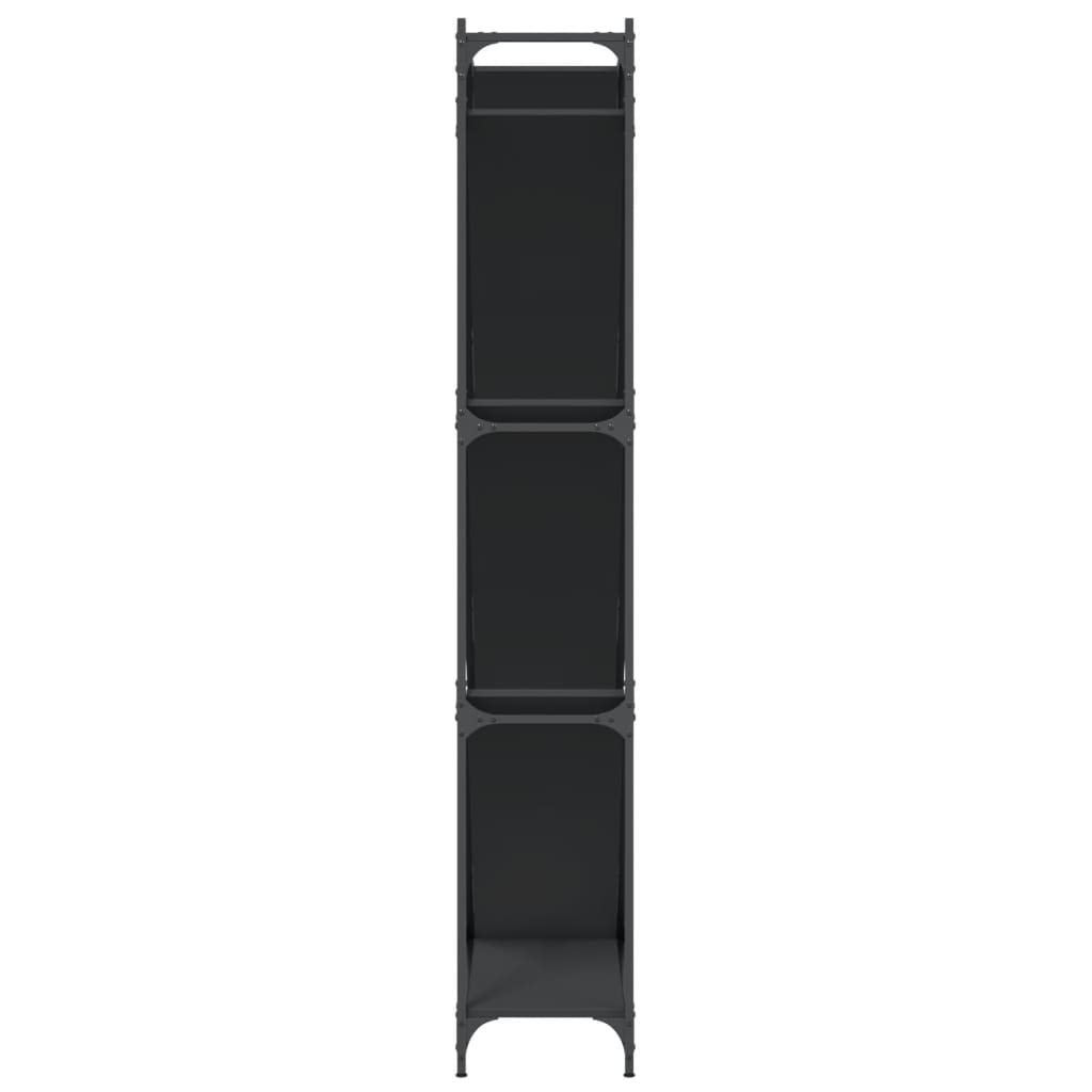 Bokhylle svart 79x30x180 cm konstruert tre