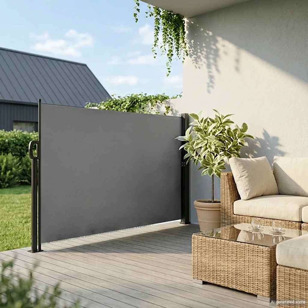 Uttrekkbar sidemarkise antrasitt 160x500 cm