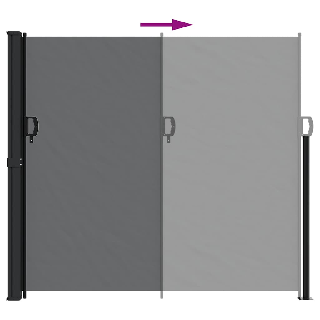 Uttrekkbar sidemarkise svart 180x500 cm