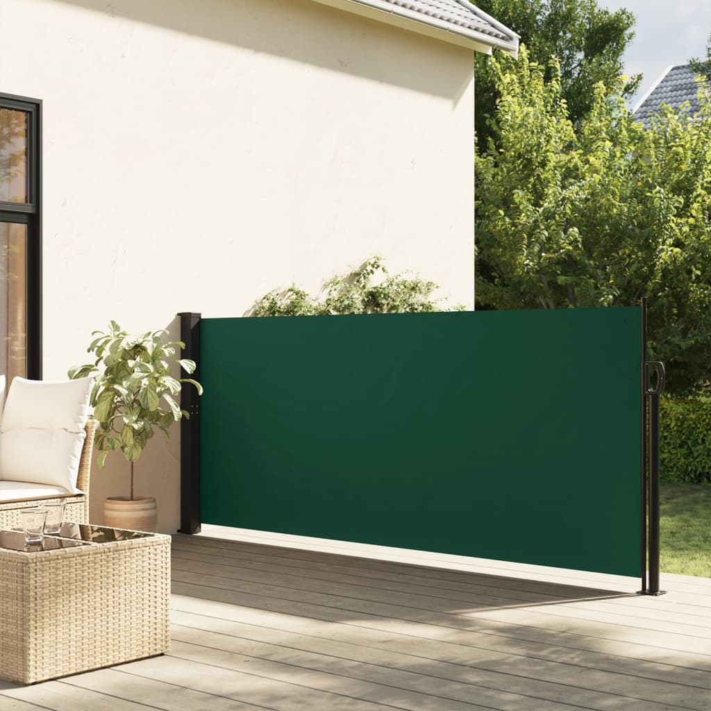 Uttrekkbar sidemarkise mørkegrønn 120x600 cm