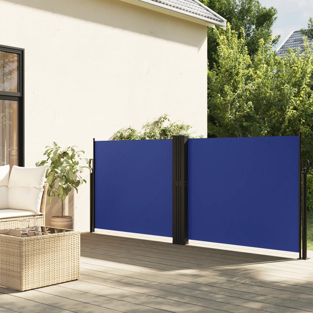 Uttrekkbar sidemarkise 100x600 cm blå