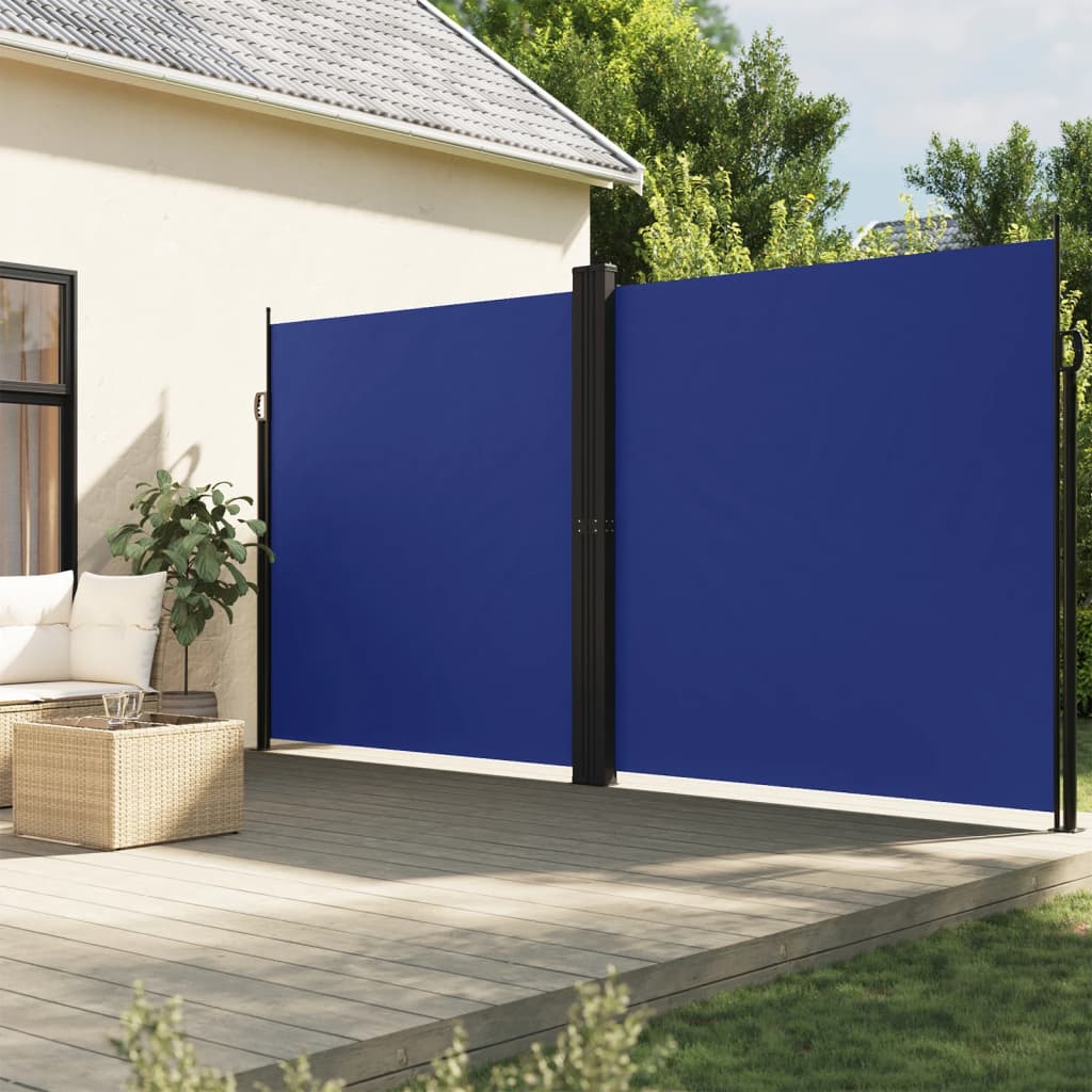 Uttrekkbar sidemarkise blå 220x600 cm