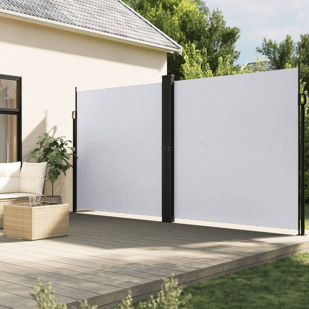 Uttrekkbar sidemarkise 200x1000 cm hvit
