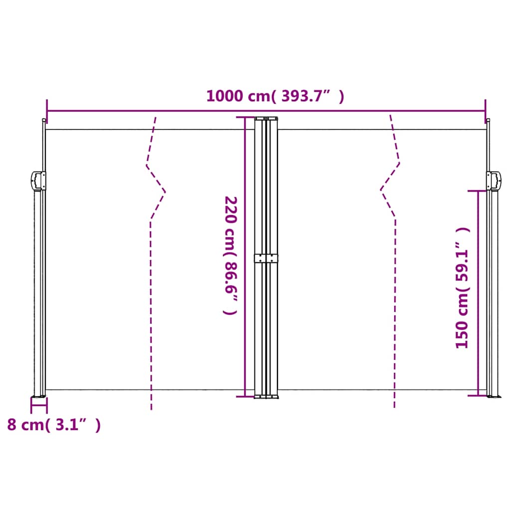 Uttrekkbar sidemarkise 220x1000 cm antrasitt