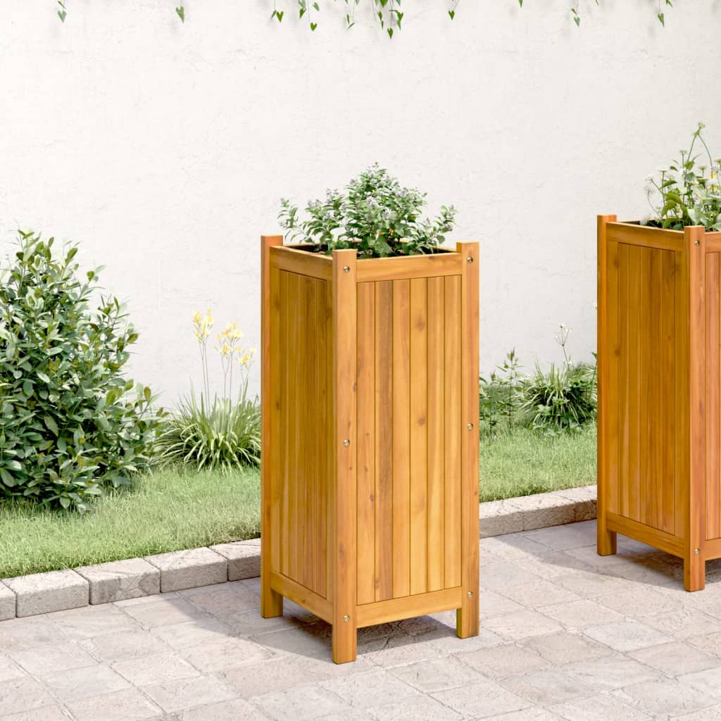 Plantekasse med foring 31x31x75 cm helte akasie