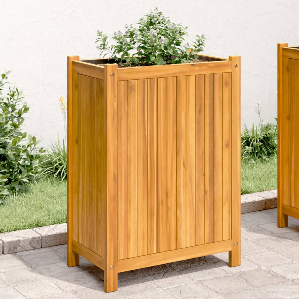 Plantekasse med foring 31x31x75 cm helte akasie