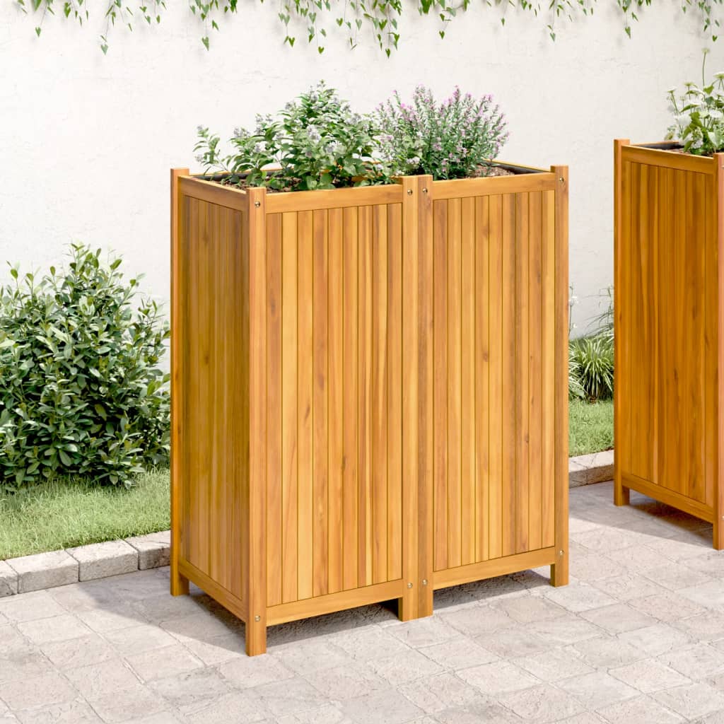 Plantekasse med foring 84x42x100 cm helte akasie