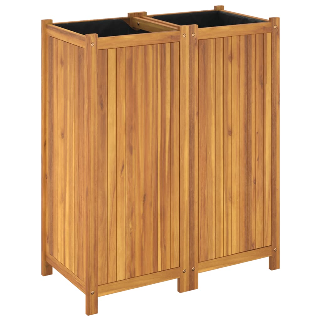 Plantekasse med foring 84x42x100 cm helte akasie