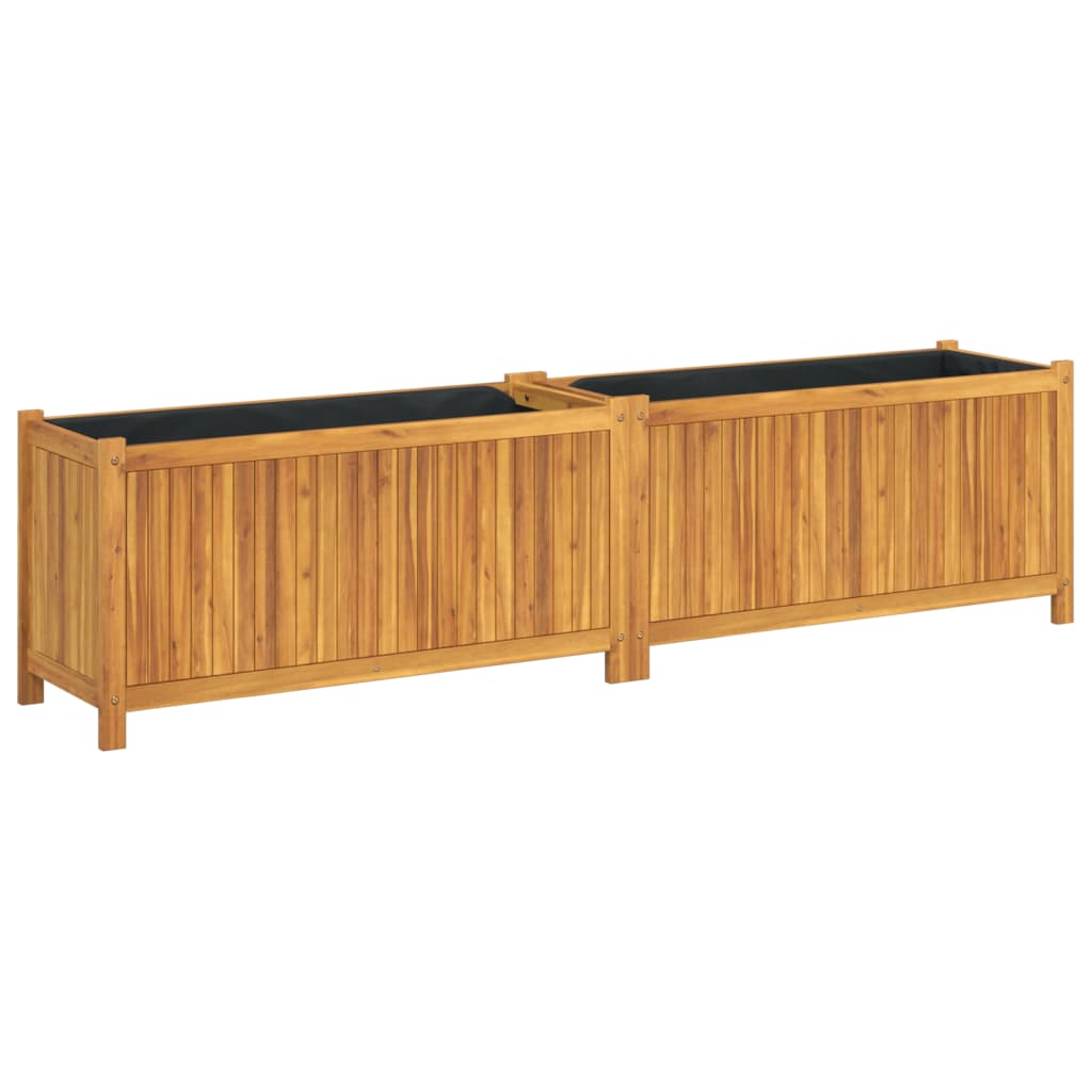 Plantekasse med foring 199x38,5x50 cm helte akasie vidaXL