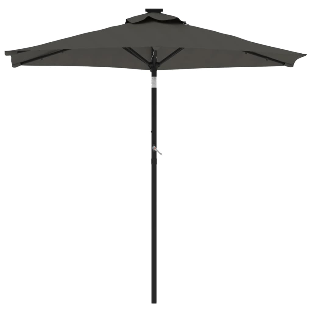 Hageparasoll med LED og stålstang antrasitt 225x225x212 cm
