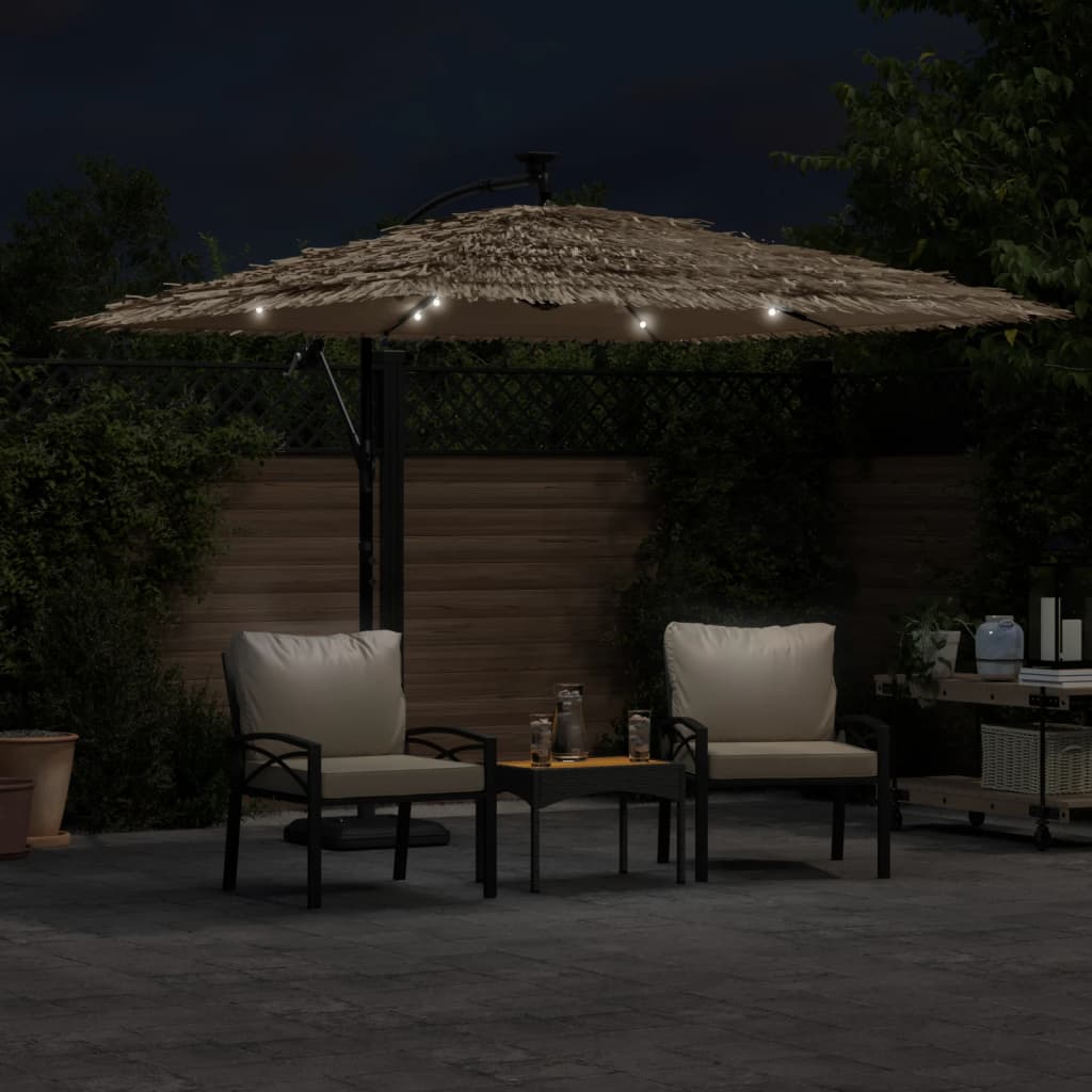 Hageparasoll med LED med stålstang brun 269x269x235 cm vidaXL