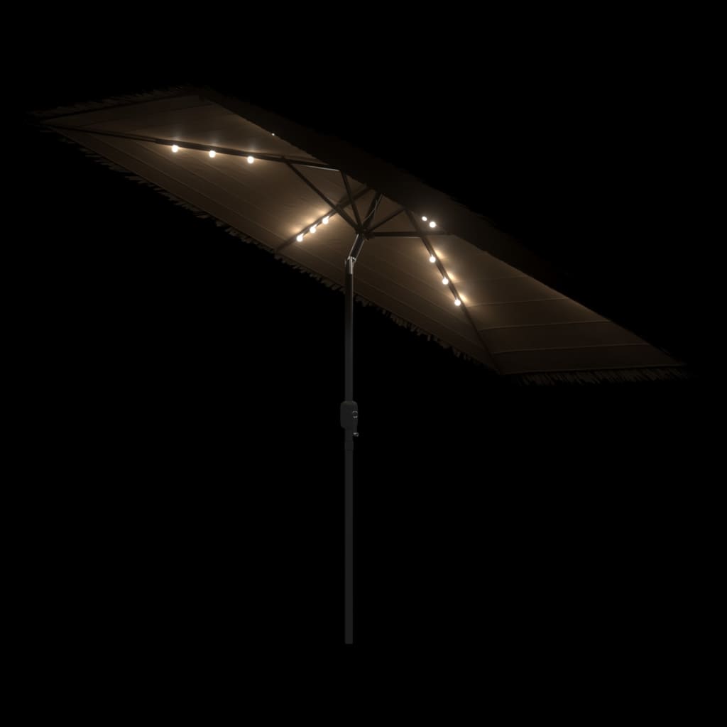 Hageparasoll med LED med stålstang brun 300x200x250 cm vidaXL