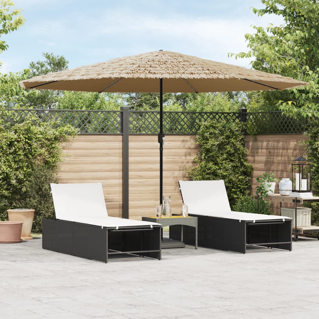 Hageparasoll med LED med stålstang brun 388x388x248 cm vidaXL