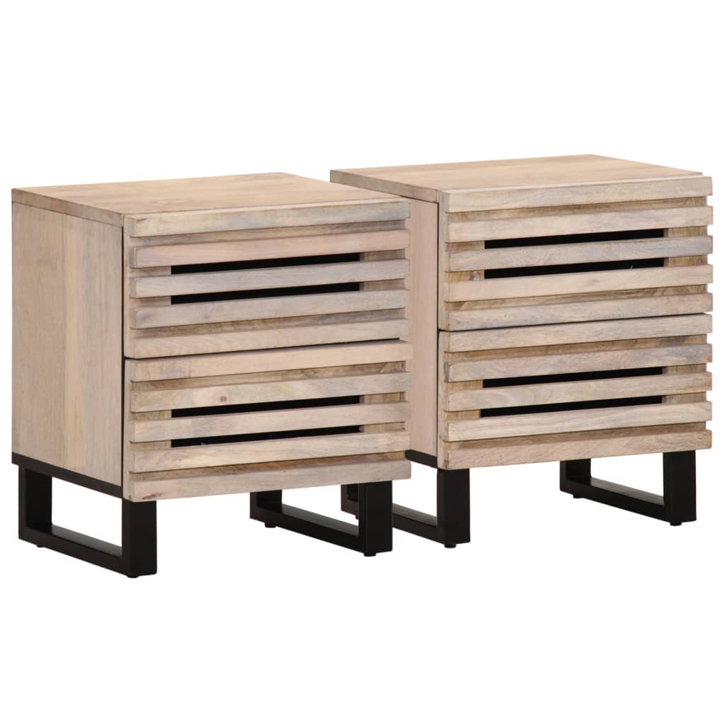 Nattbord 2 stk 40x34x46 cm heltre bleket mango