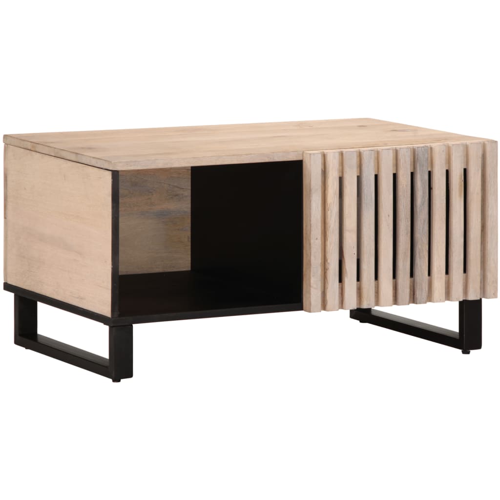 Salongbord hvit 80x51x40 cm heltre mango