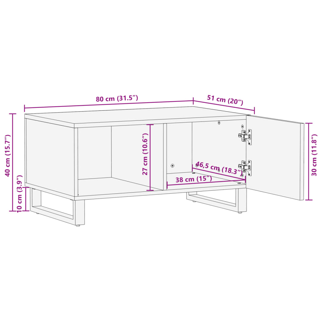 Salongbord 80x51x40 cm heltre akasie