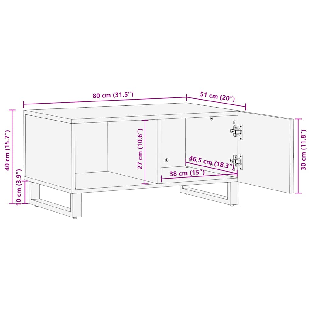 Salongbord 80x51x40 cm heltre akasie