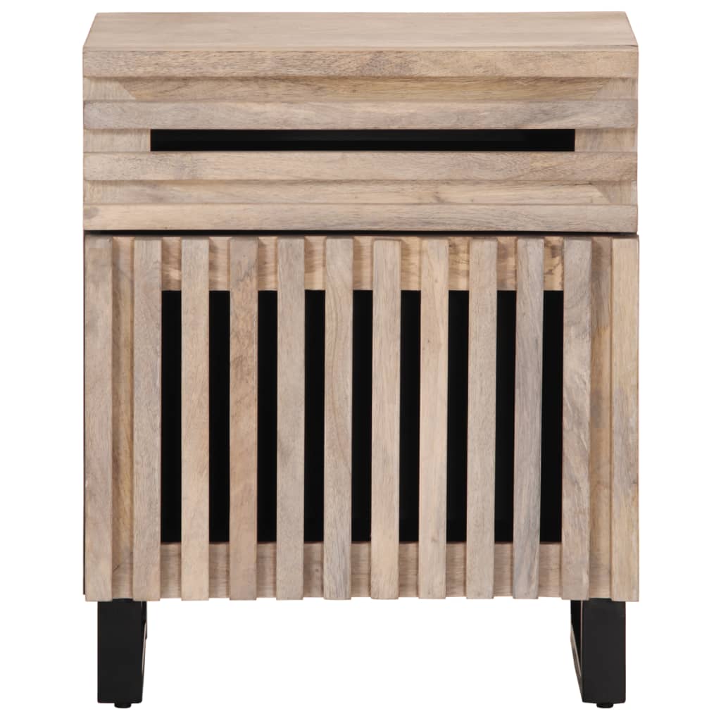 Nattbord hvit 50x34x60 cm heltre mango