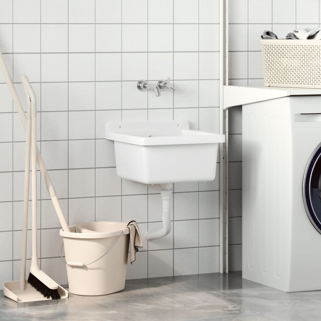 Veggmontert servant hvit 40x40x24 cm harpiks