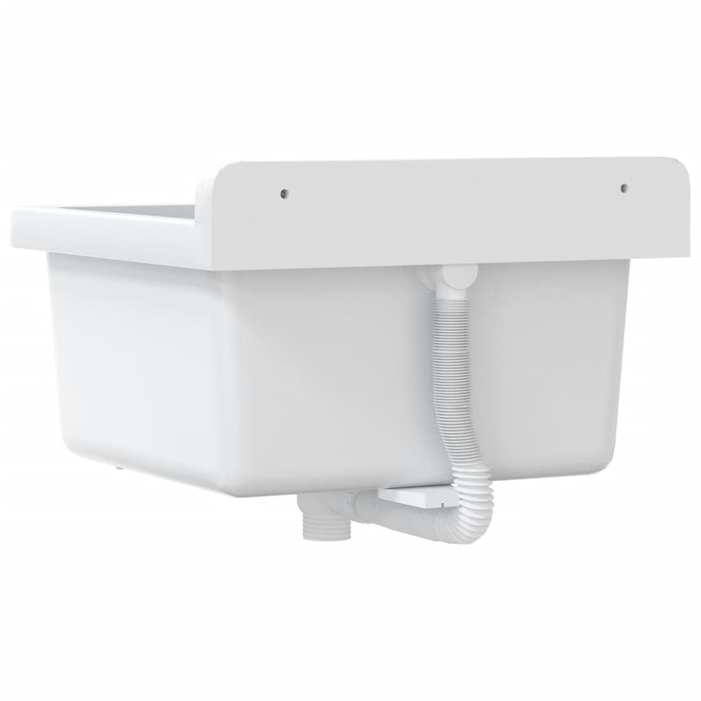 Veggmontert servant hvit 40x40x24 cm harpiks