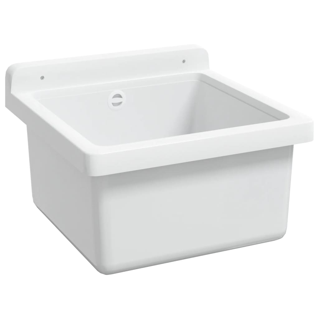 Veggmontert servant hvit 40x40x24 cm harpiks