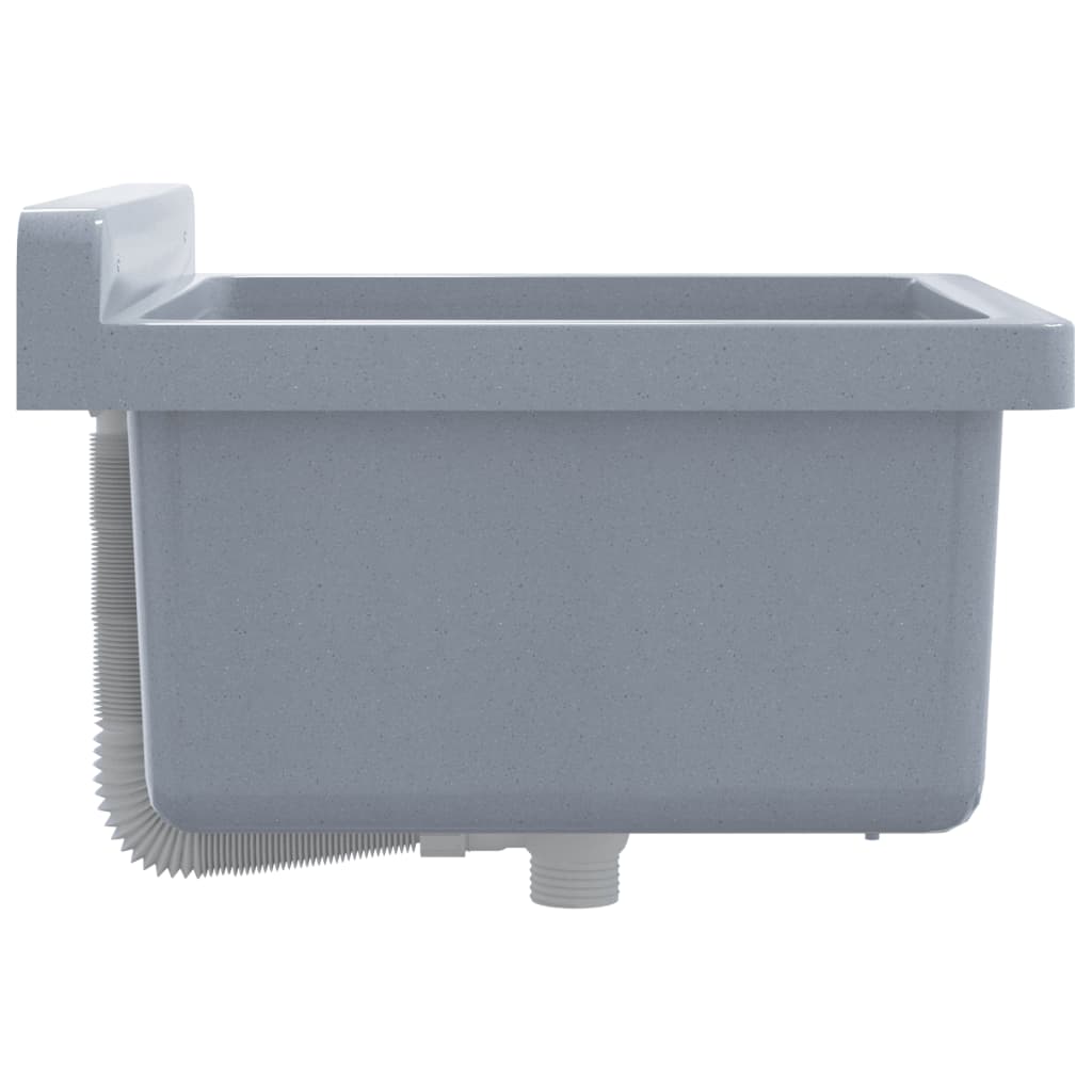 Veggmontert servant grå 40x40x24 cm harpiks