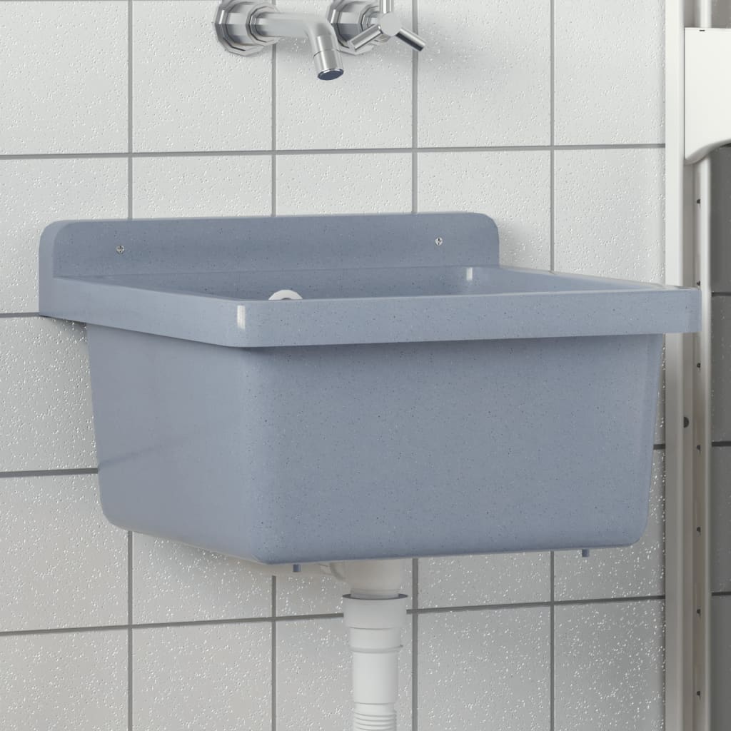 Veggmontert servant grå 40x40x24 cm harpiks