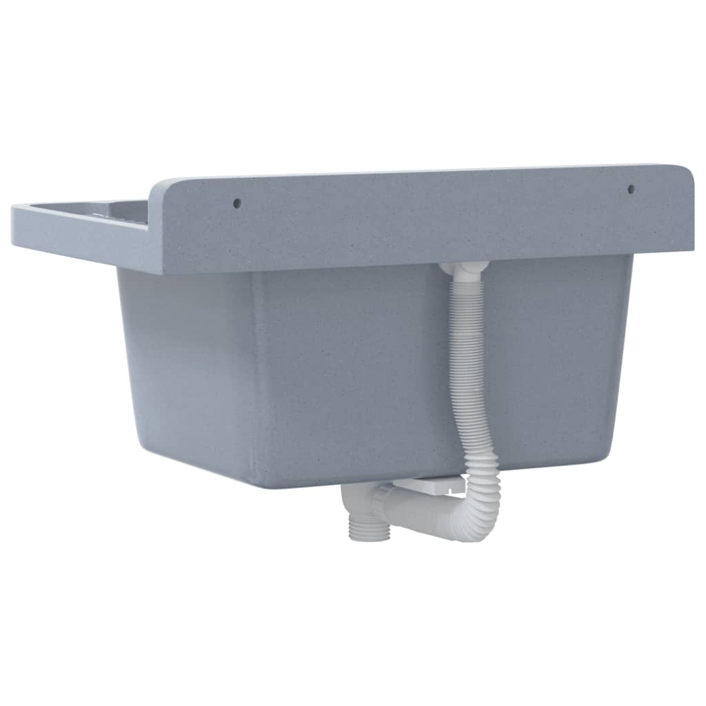 Veggmontert servant grå 50x35x24 cm harpiks
