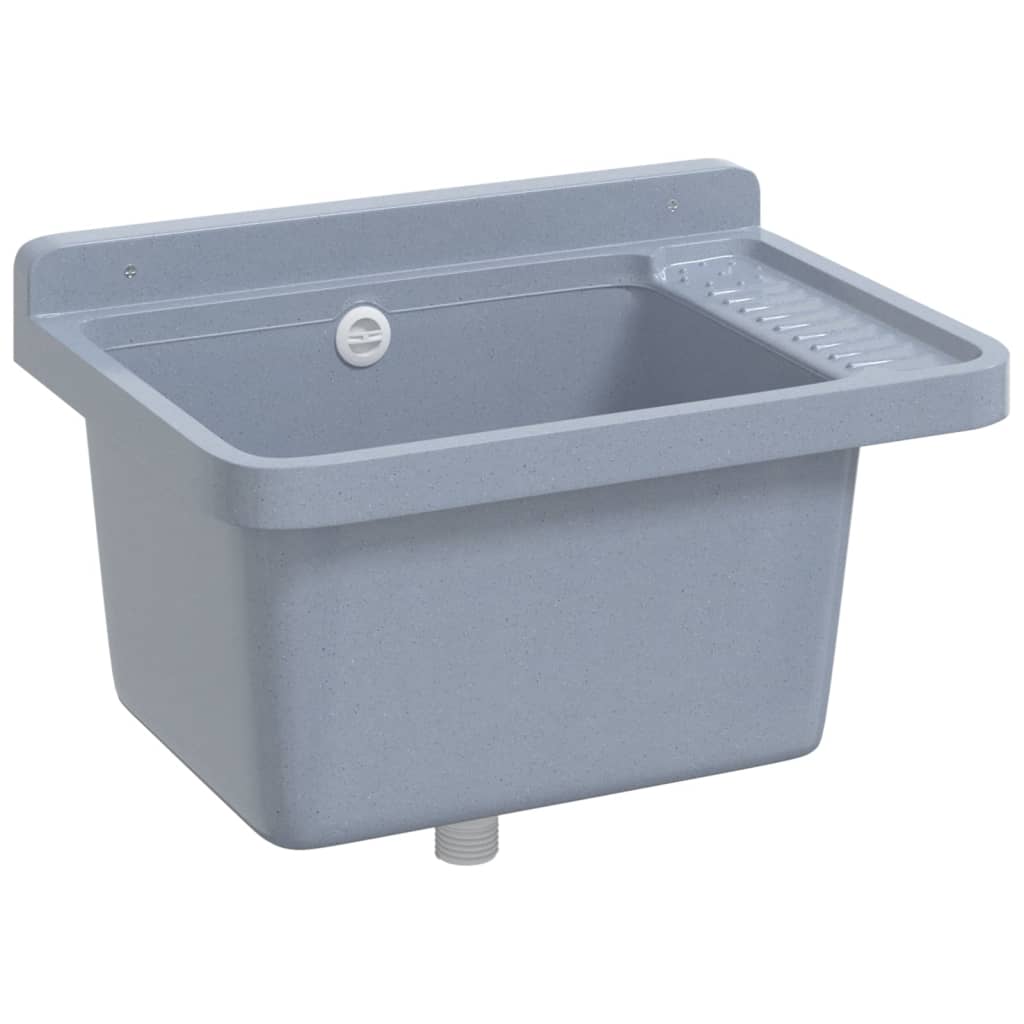 Veggmontert servant grå 50x35x24 cm harpiks