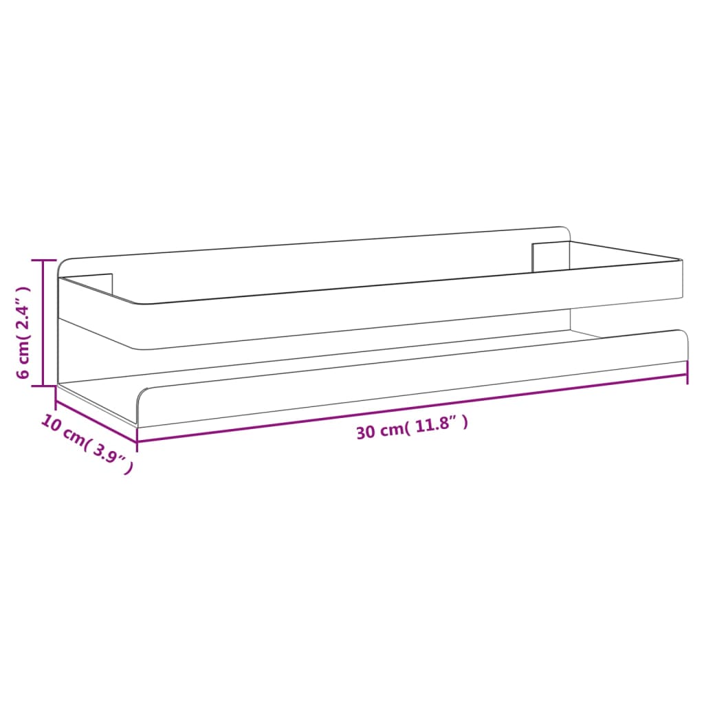 Dusjhylle matt svart 30x10x6 cm børstet 304 rustfritt stål vidaXL