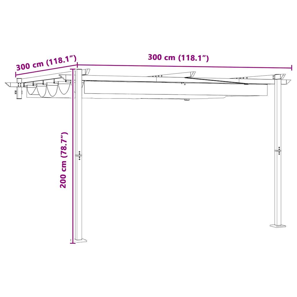 Paviljong Krem 300 x 300 x 200 cm Polyester