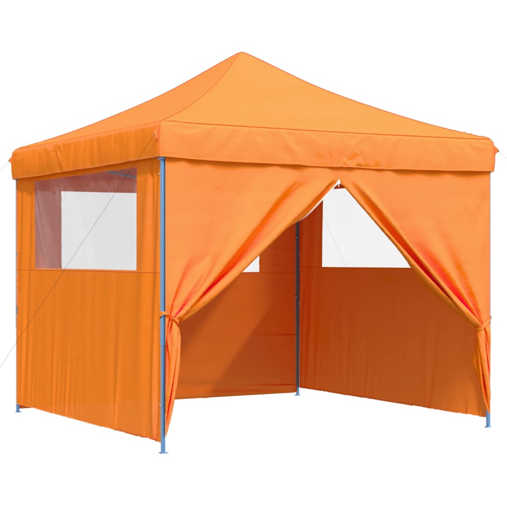 Sammenleggbart partytelt pop-up med 4 sidevegger oransje