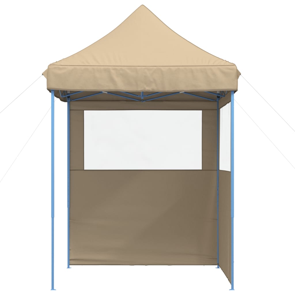 Sammenleggbart partytelt pop-up med 2 sidevegger beige