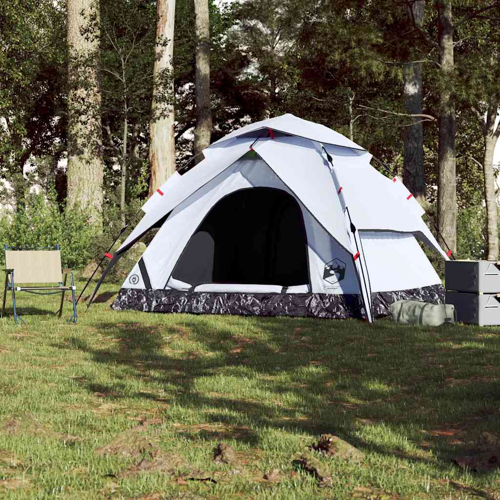 Campingtelt 5 personer hvit blendingsstoff hurtigutløser