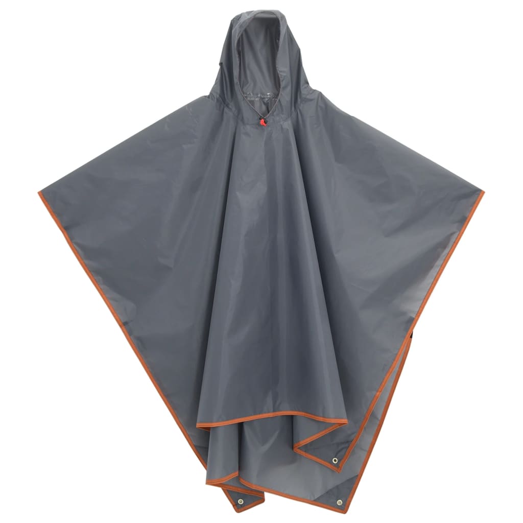 Regnponcho med hette 2-i-1 design grå og oransje 223x145 cm