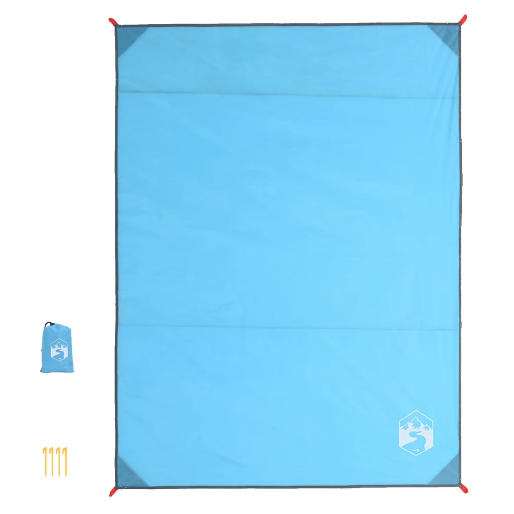 Piknikteppe med knagger blå 205x155 cm