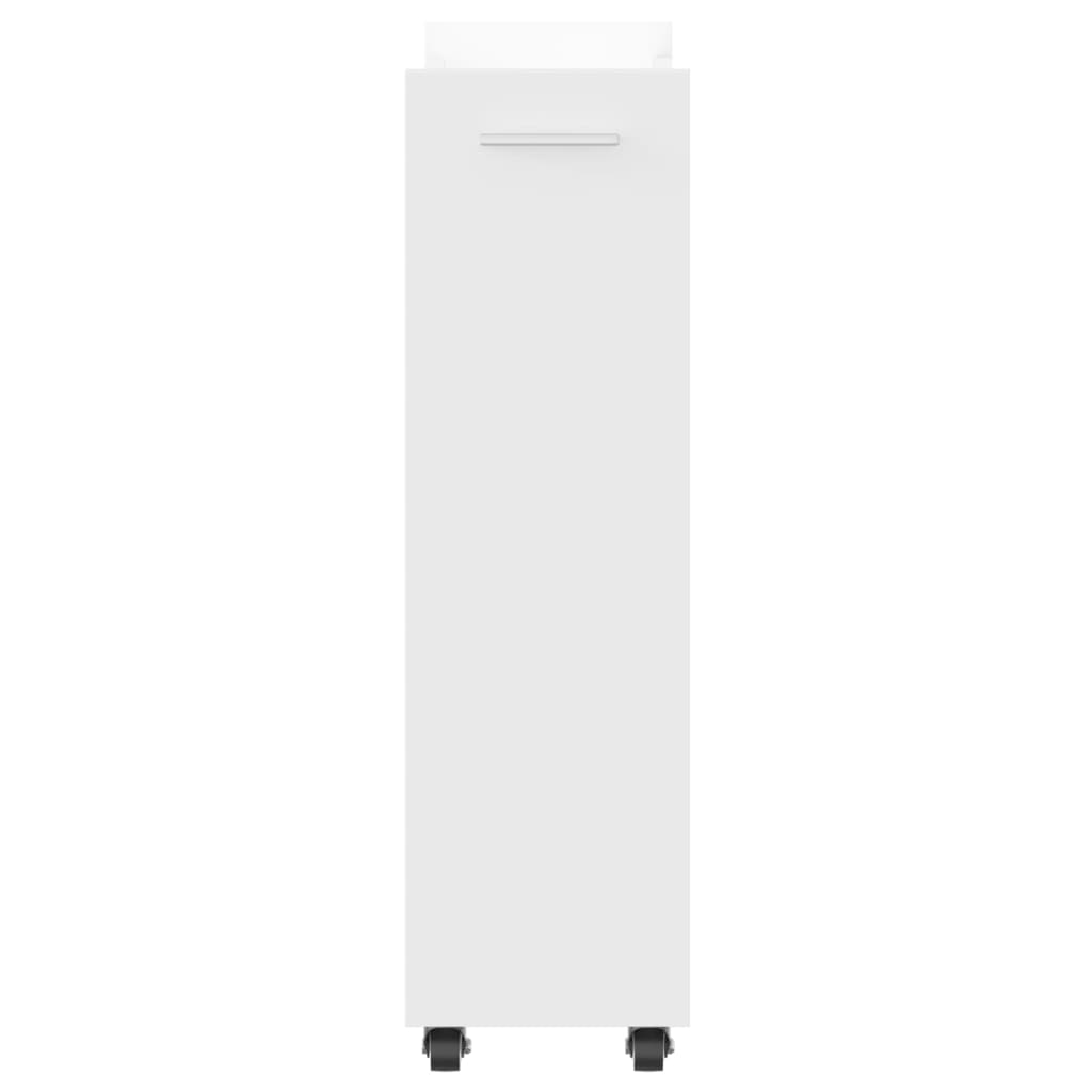 Sidebord med hjul hvit 60x22x79 cm konstruert tre