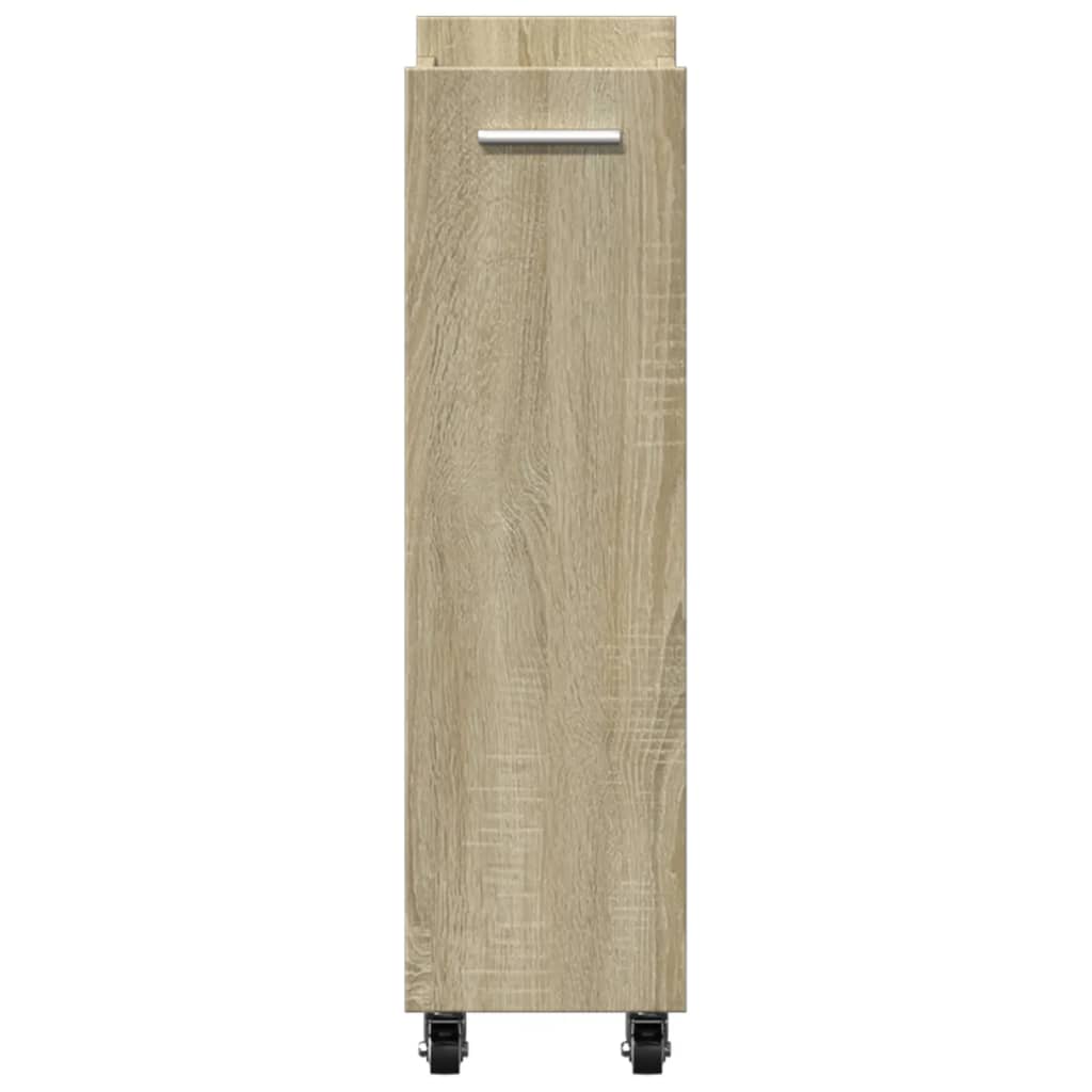 Sidebord med hjul sonoma eik 60x22x79 cm konstruert tre