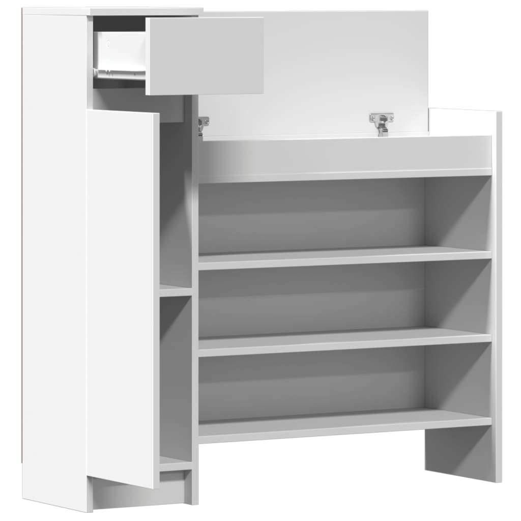 Skohylle hvit 100,5x28x100 cm konstruert tre