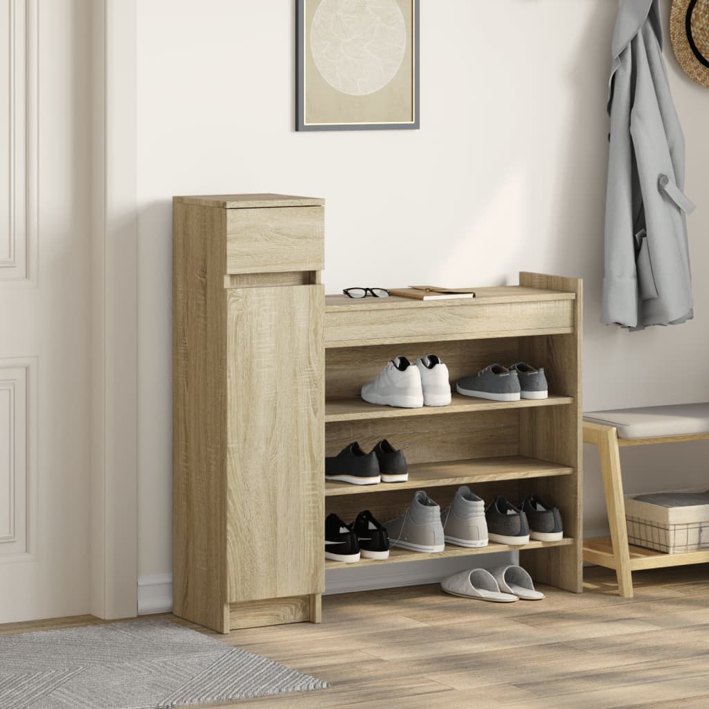 Skohylle sonoma eik 100,5x28x100 cm konstruert tre