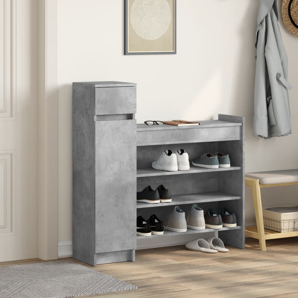 Skohylle betonggrå 100,5x28x100 cm konstruert tre