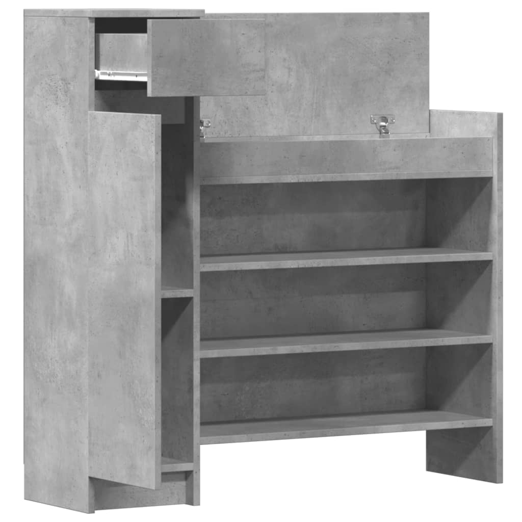 Skohylle betonggrå 100,5x28x100 cm konstruert tre