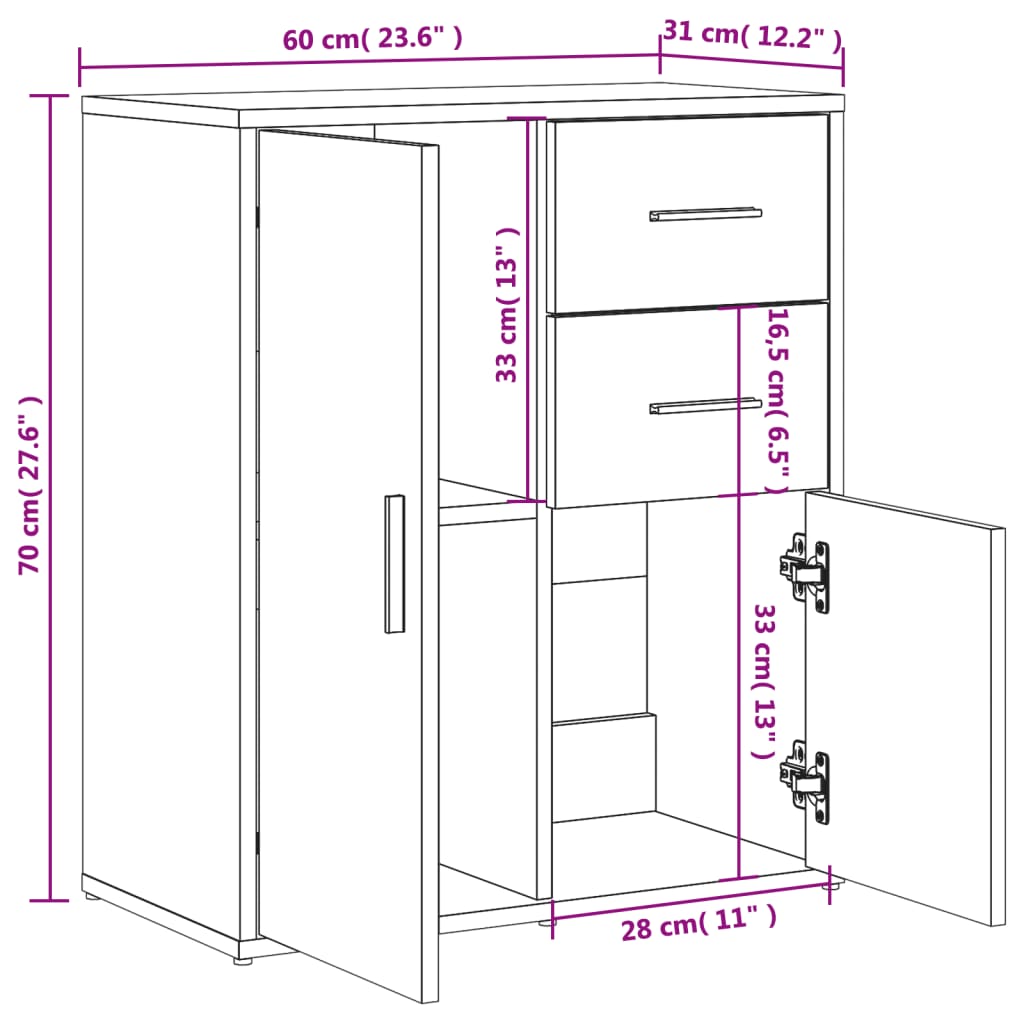 Skjenk røkt eik 60x31x70 cm konstruert tre