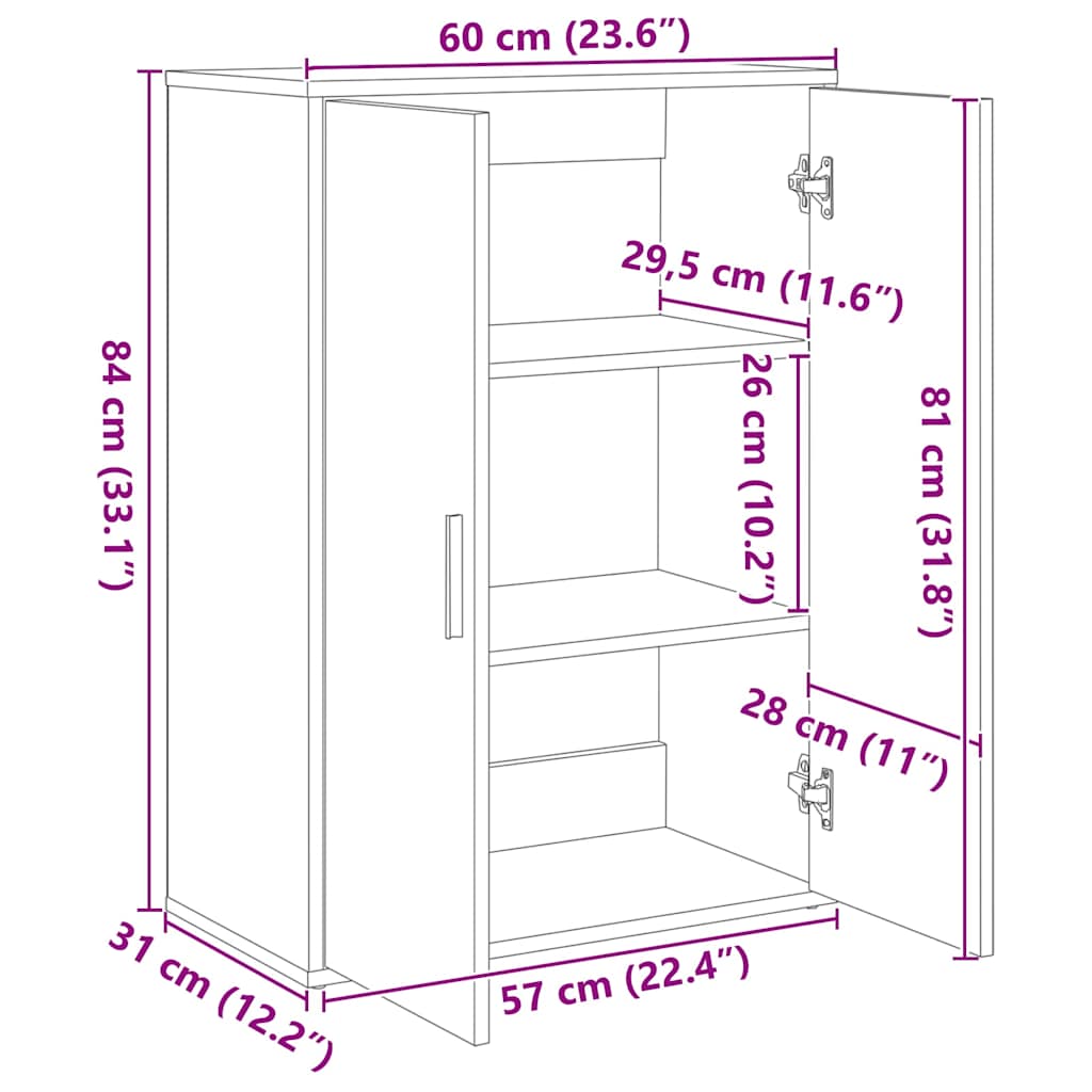 Skjenk røkt eik 60x31x84 cm konstruert tre