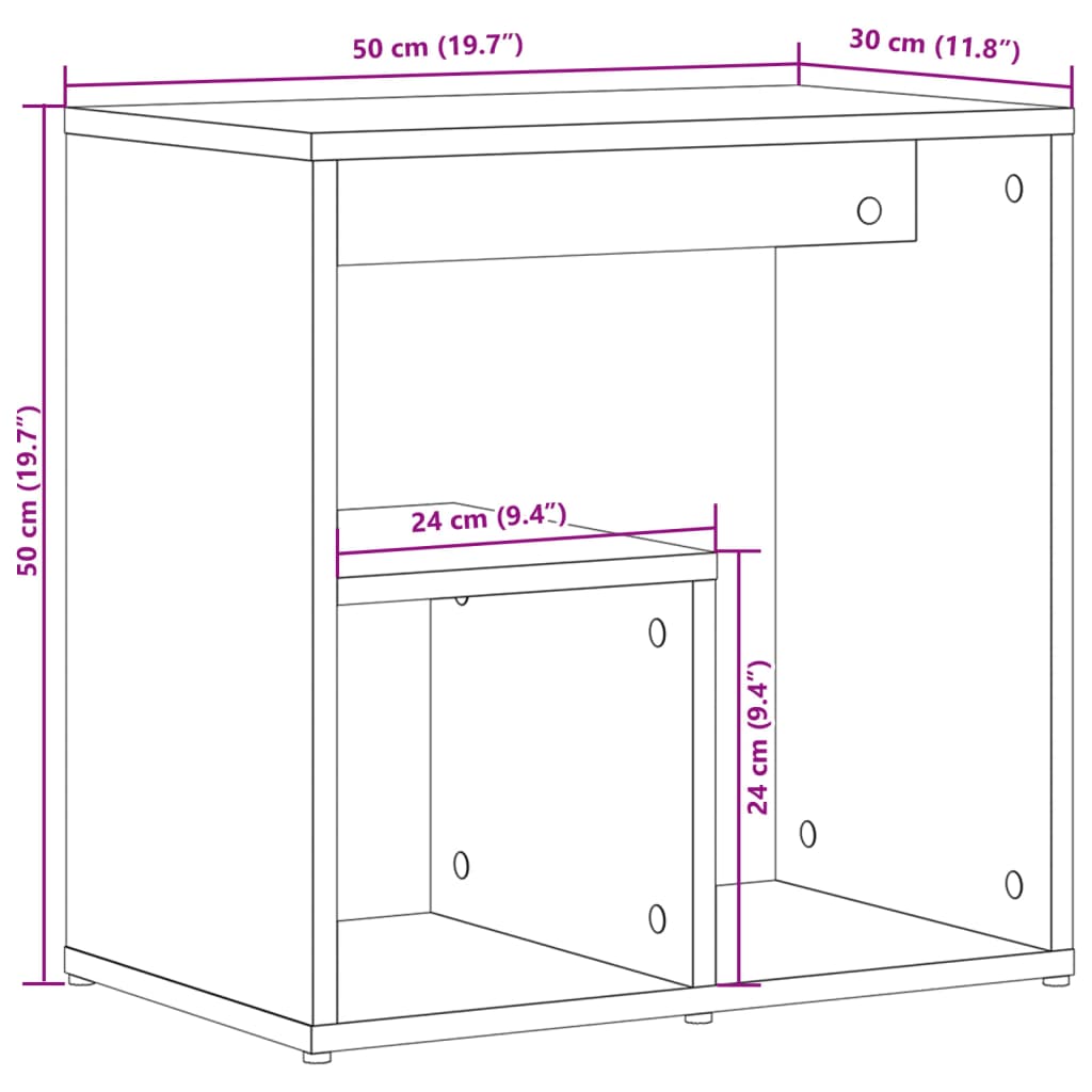 Sidebord 2 stk sonoma eik 50x30x50 cm sponplate