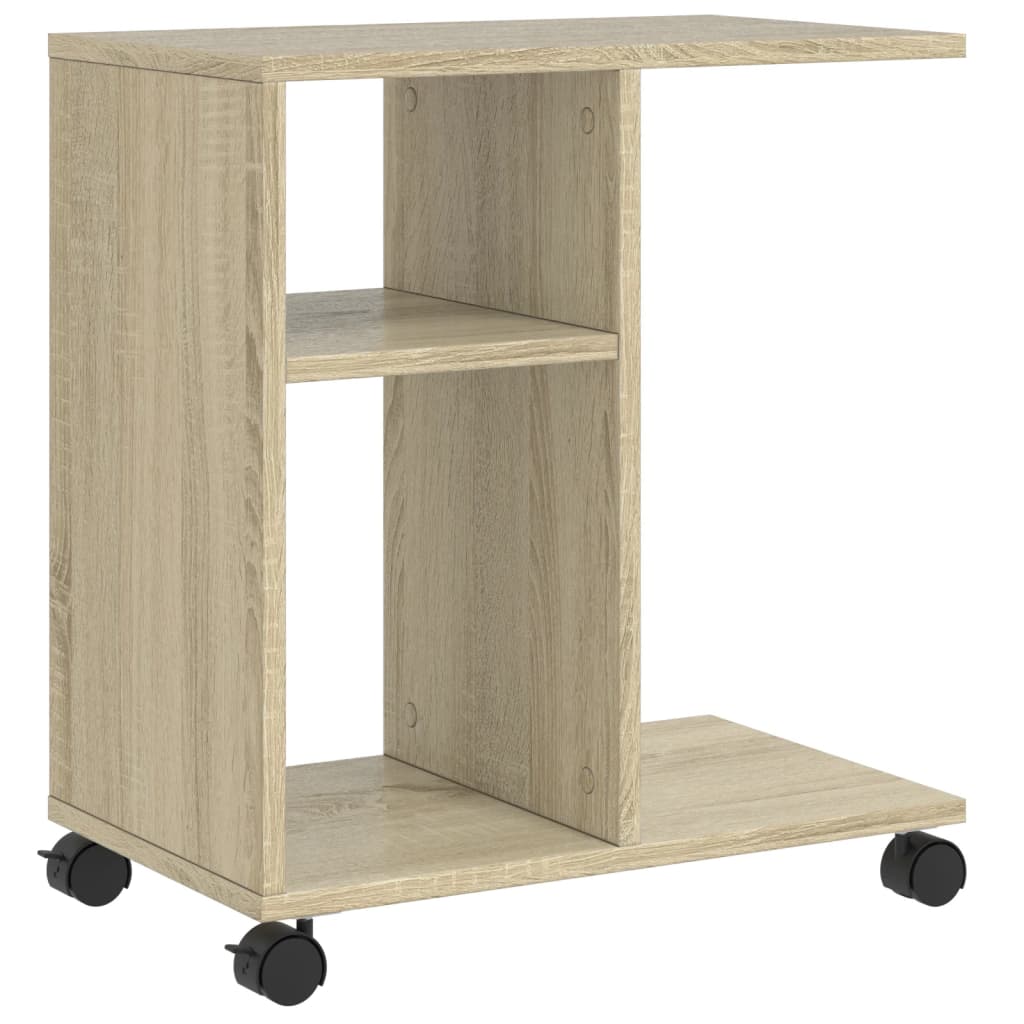 Sidebord med hjul sonoma eik 50x30x55 cm konstruert tre